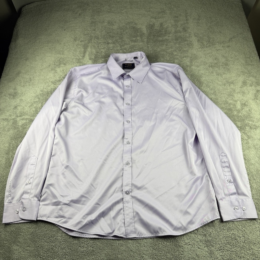 FLEX Mens Luxury Collection Button Up Long Sleeve Dress Shirt Mens XL Purple